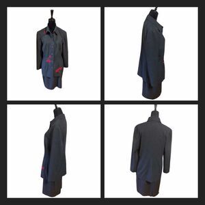 Donna Morgan Skirt Suit Sz12 Detail Beaded Floral Embroidery Lined Gray Career!